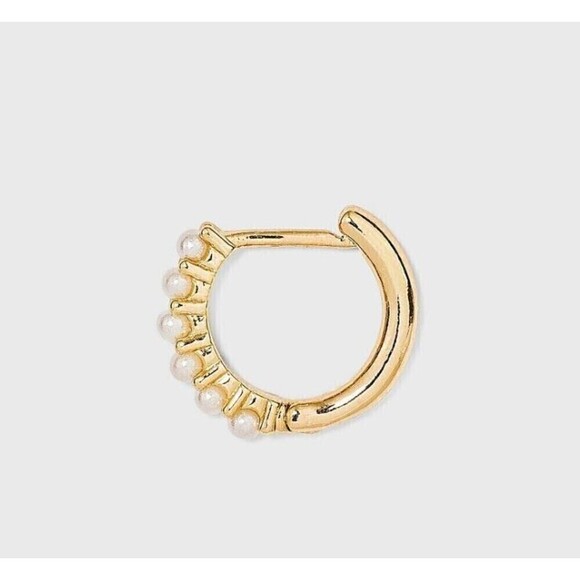 SUGARFIX by BaubleBar Crystal Gold and Pearl Hoop Earring 3-pc. Set NWT - Picture 3 of 5